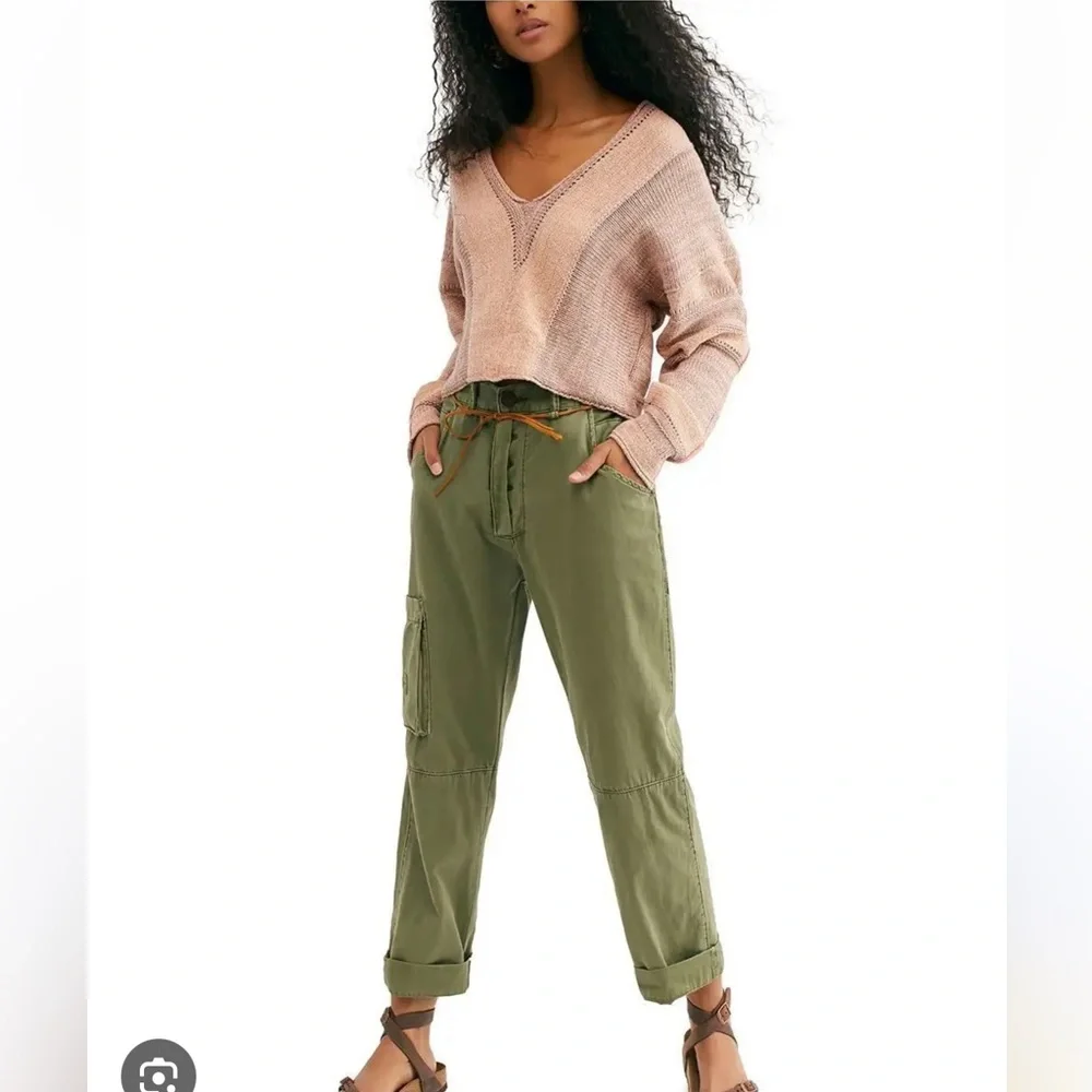 Free People Lemonade Stand Textured Vneck Sweater Size M Bohemian - Picture 2 of 15